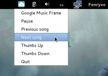 Google Music Frame 在 gnome顶部面板