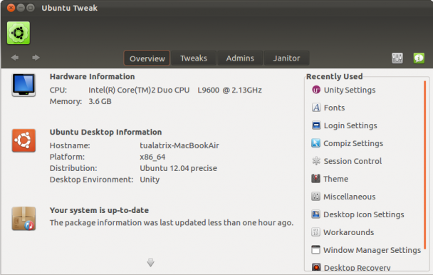 Ubuntu 12.04中的Ubuntu Tweak 0.6.1