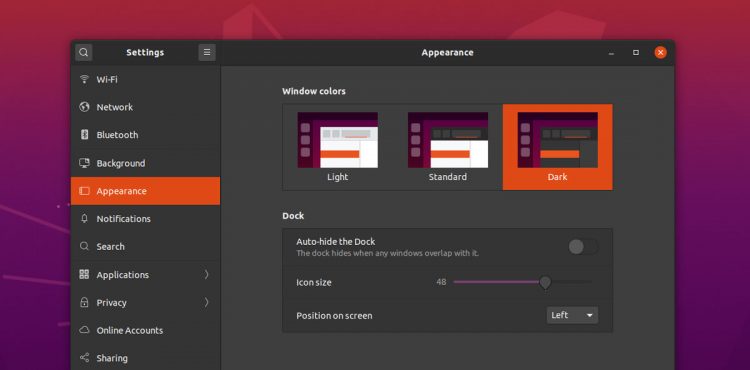 Ubuntu 20.04：暗模式设置 
